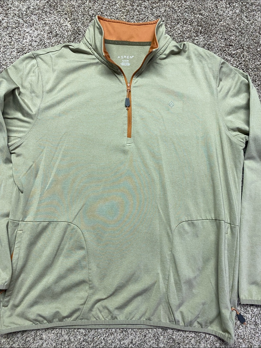 Aspen Men's Size XL Tan Quarter-Zip Pullover with Contrast Trim - 1518
